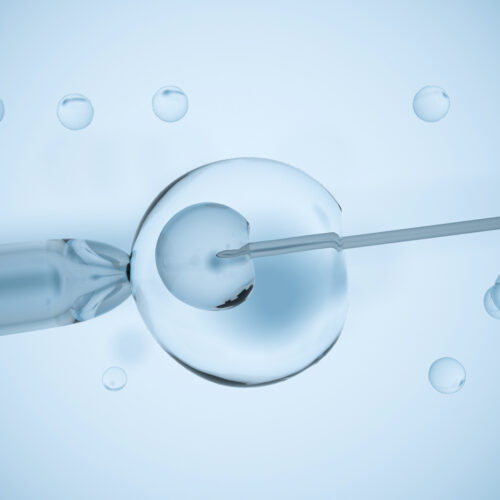In vitro fertilization research (IVF) in laboratory. 3D digital illustration.